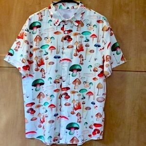 Mushroom Button Down Shirt  Size Small NWT